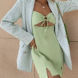 Zara textured blazer medium green nwt long sleeve